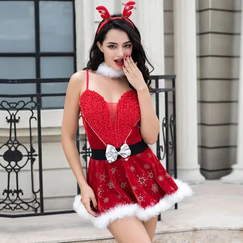 JSY Porn Underwear Sexy Women's Christmas Dress Cosplay Lingerie Hot Erotic Apparel For Sex Role Play Nightwear Porno Costumes 2