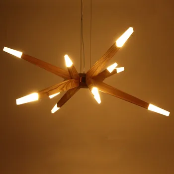 

Nordic Minimalist Living Room Wooden Chandelier Creative Heterotypic Study Bar Led Hanging Lamp Fixtures Free Shipping