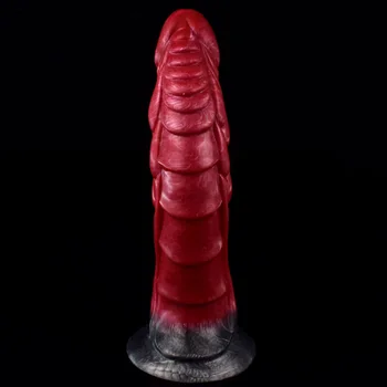 NNSX Curve Scales Dragon Dildo with Suction Cup for Women Masturbate Anus Stimulate Red Beef Fantasy Cock Animal Penis Sex Shop 2