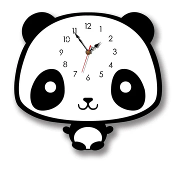 

M.Sparkling Wall Clock Cartoon Rockling Panda Geometry Fashion Simple Black And White Kitchen Living Room Watch Wall