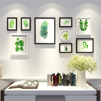 

2020 Cadre Photo Molduras Plant Pattern Combination Pastoral For Family Pictures Wall Mural 9 Pieces Dining Room Picture Frames