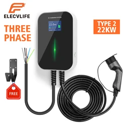 Station de recharge pour véhicule électrique, chargeur EV EVSE Wallbox, avec câble de Type 2, 32a, 3 phases, 22kw, IEC 62196, pour BMW, Audi 