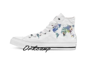 

World map cosmos Custom Casual High Top lace-up Canvas shoes sneakers Drop shipping