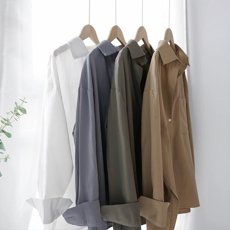 Beste 2020 Lente Blouse Vrouwen 100% Katoen Lange Mouw Japanse Beknopte Stijl Revers Zachte Dames Casual Tops 8887