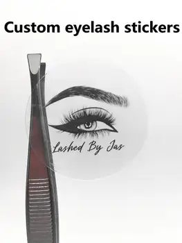 

100 pcs round rectangle transparent eyelash logo sticker business card custom label mink eyelash paper lip gloss tube logo