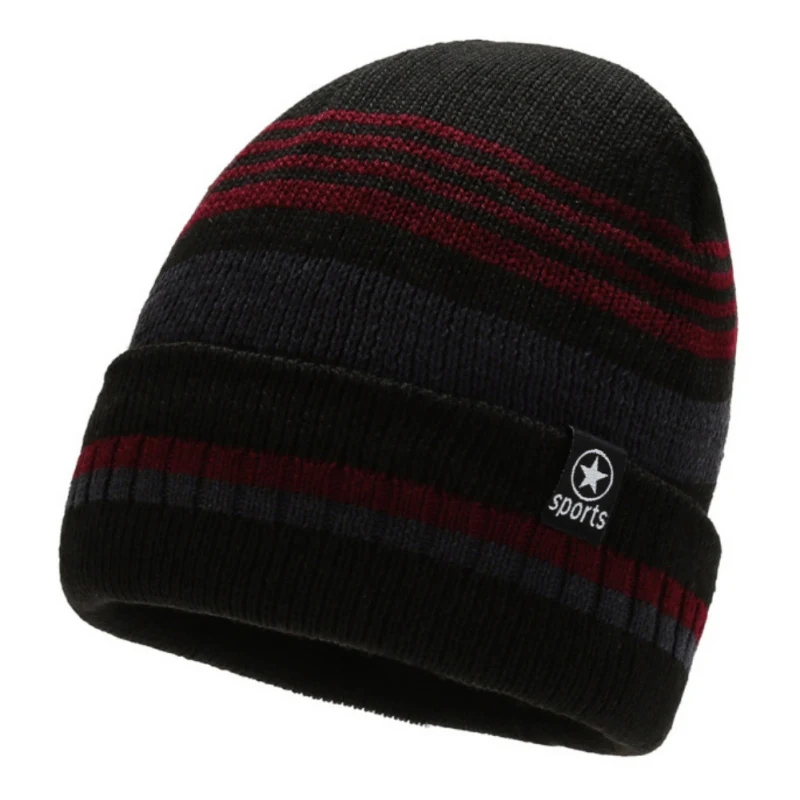 Men Women Winter Knitting Cuffed Beanies Thick Fleece Lining Casual Hip Hop Skull Beanies Knitted Bonnet Hats Windproof Caps