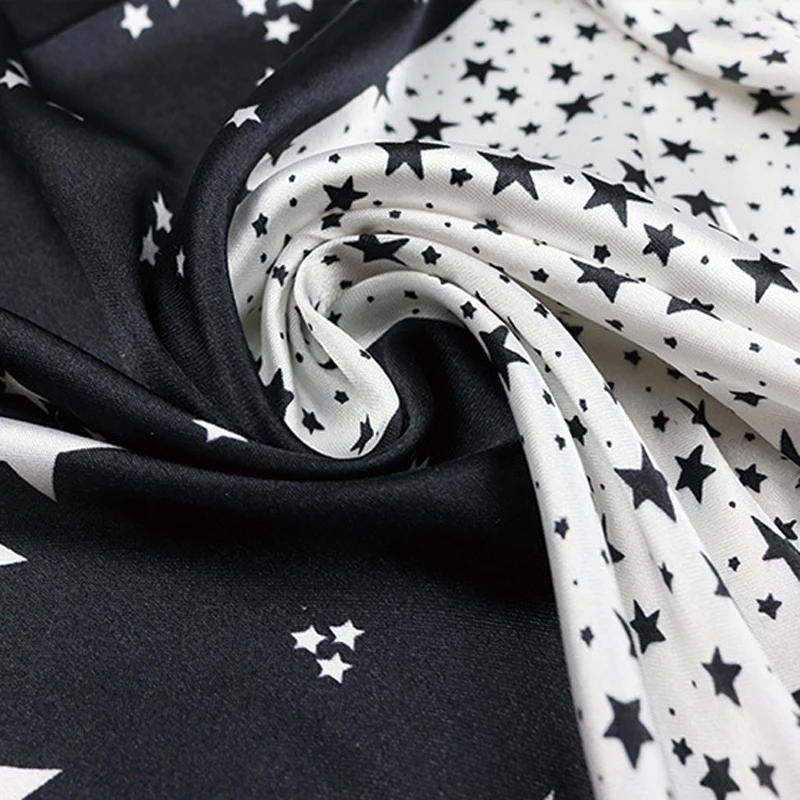 ELIfashion Элегантный женский квадратный шелковый головной и шейный шелковый шарф Moon& Stars модный галстук для волос небольшой размер квадратный шарф