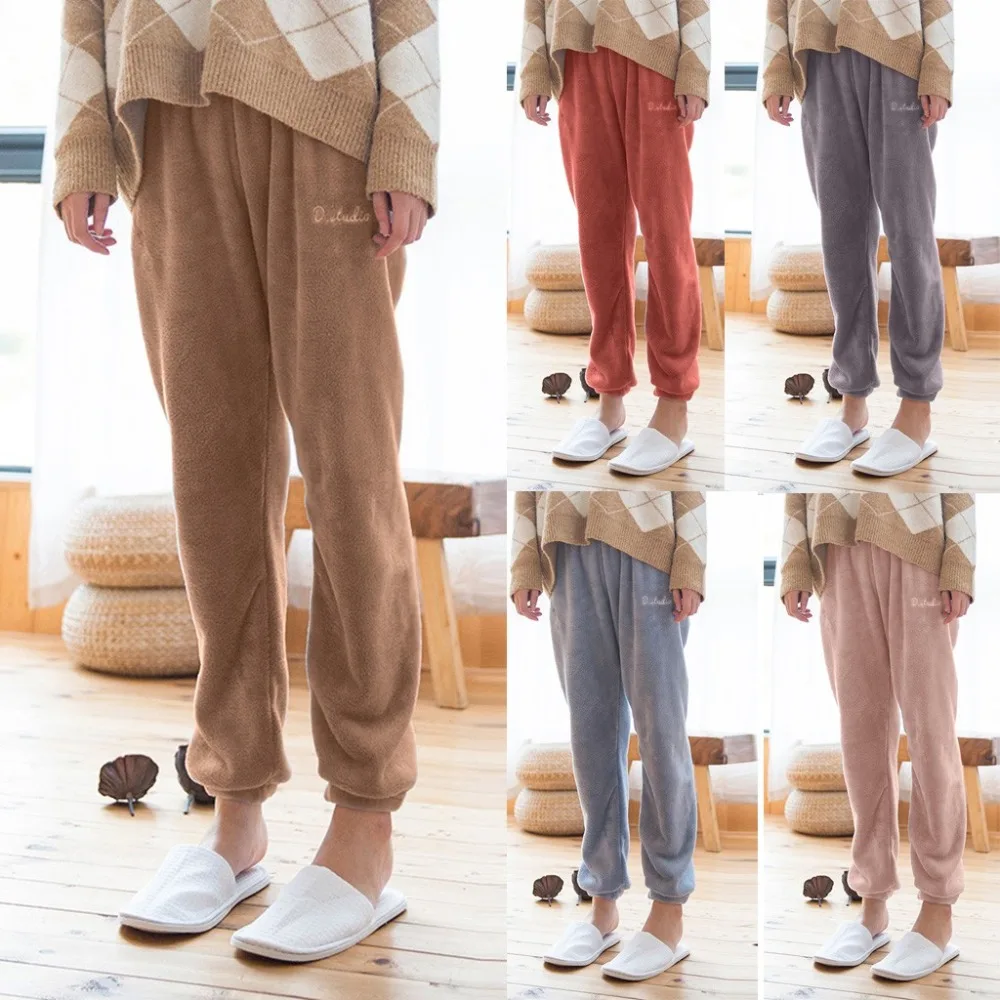 pijama,Winter Flocking Pajamas For Women,Cashmere Warm Sleeppants Sleepwear Women Pajama Pants pijama mujer pyjama femme s27