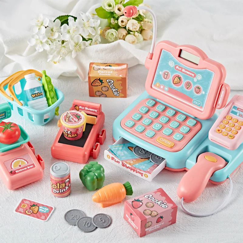 Супермаркет игрушечная касса для маленьких мальчиков и девочек играть дома подарок на день рождения для детей возрастом 3 лет кассовый аппарат для моделирования 4-5-6-7 лет