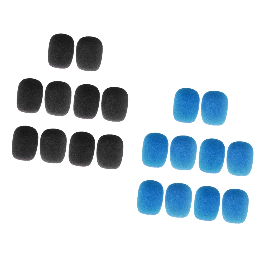Practical Pack/20pcs Blue Black Sponge Clip-on Headset Microphone Windshields Mic Accessory