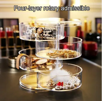 

360°Rotating Transparent Cosmetic Storage Box Jewelry Box Multi-Layer Makeup Box