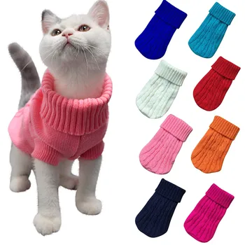 

Warm Cat Knitted Sweater For Jumper Puppy Coat Clothes Knitted Shirt Kitten Clothes Pet Clothes