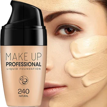 

Professional Full Coverage Liquid Foundation Face Base Makeup Natural Color Concealer Whitening Lasting Primer Makeup BB Cream