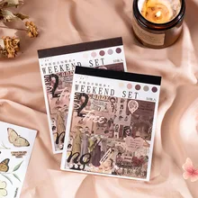 

50 Sheets Magazine Sticker Book With A Carving Knife Washi Material Kawaii Decoration Diary Stickers Scrapbooking Ins Stationery