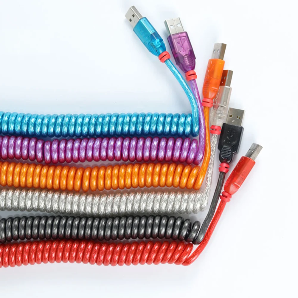 USB2.0 To Micro Mini Usb Data Cable For Mechanical Keyboard 2m Spiral