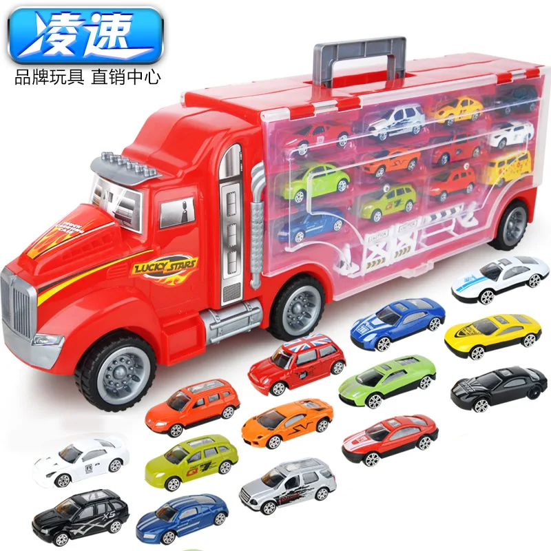 

Lnsu Children Glide Toy Container Storage Box with Gold Car Model Large Size Boy Toy Gift