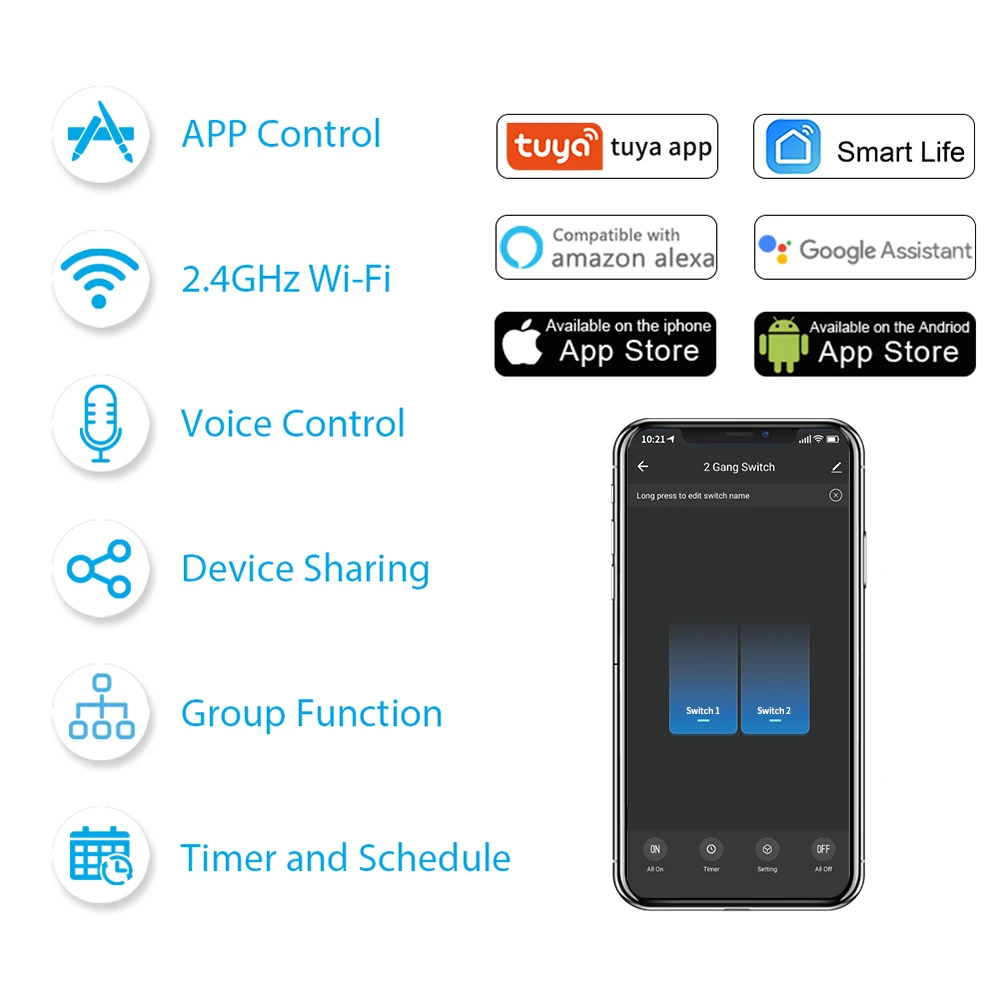 Interruptor Inteligente de Corredor sem Fio Faça Você Mesmo Módulos Engenhosos Aplicativo Life Tuya Trabalha com Alexa Echo e Google Home - Image 6