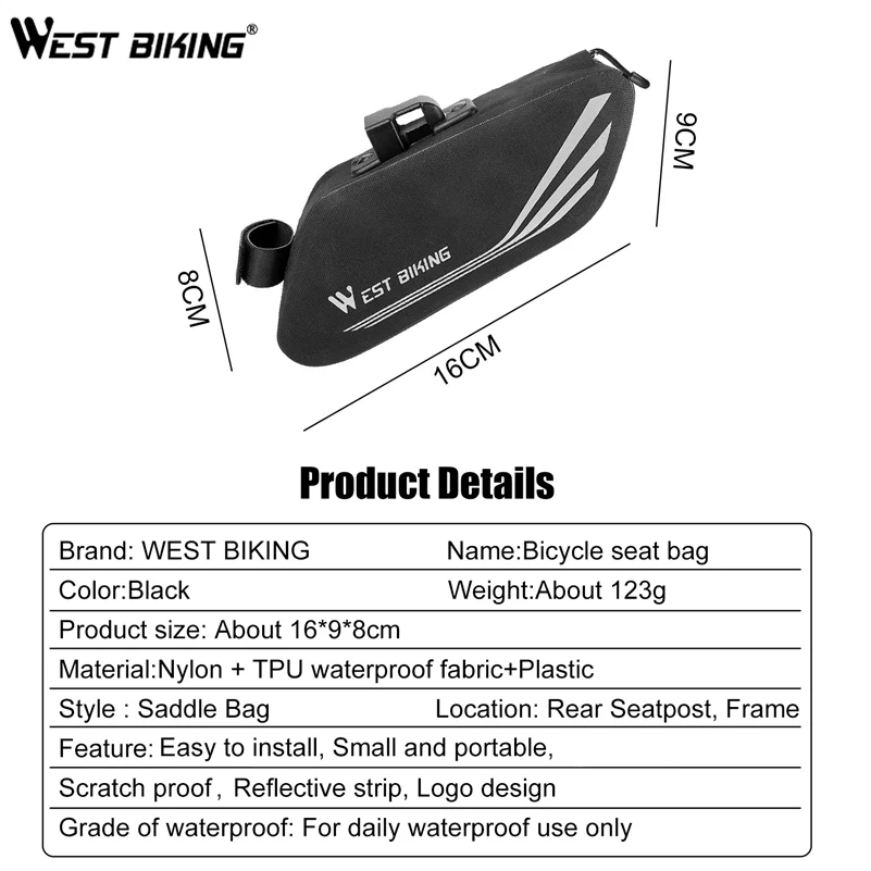 West biking Водонепроницаемая велосипедная седельная сумка Портативная велосипедная подседельная сумка светоотражающий для горного велосипеда дорожная велосипедная сумка задний багажник аксессуары