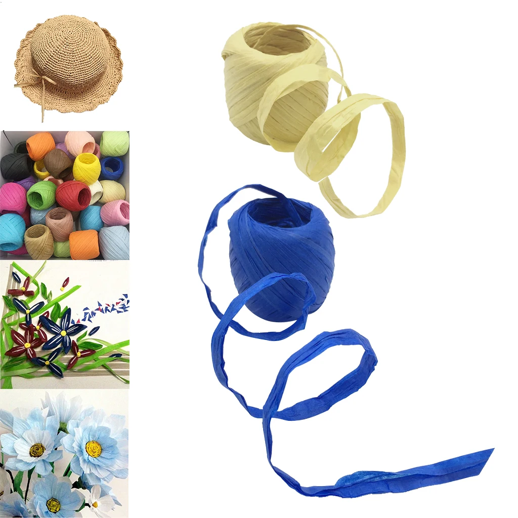 3 Rolls Raffia Paper Ribbon Packing String / Twine Wedding party Packing Ribbon 3cm Inch Wide for Gift Packing
