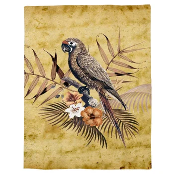 

Spring Flowers Birds Parrot Retro Printed Flannel Blanket Soft Throw Blanket Machine Washable Blankets for Beds Customizable