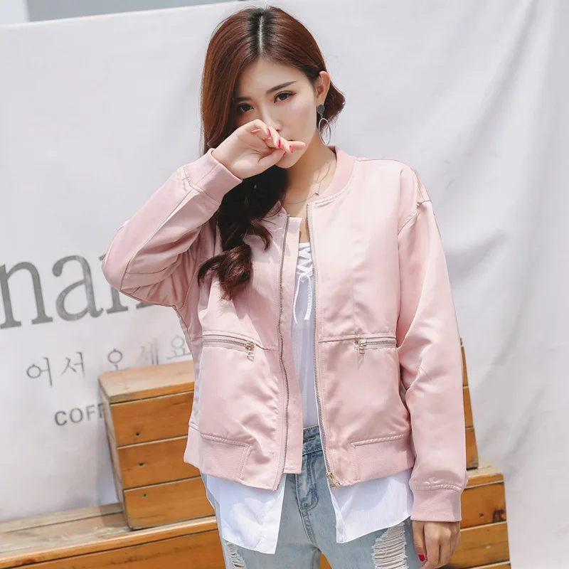 

Photo Shoot Spring New Style Jacket Women's Baseball Uniform Mock Two-Piece Short Jacket Side Slit-Pocket Zipper