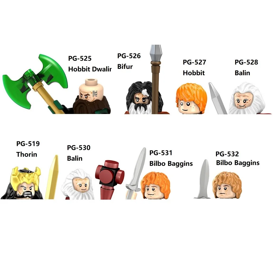 Детская экшн фигурка из двух блоков Хоббит Dwalin Bifur Balin Bilbo Thorin baggies|Блочные