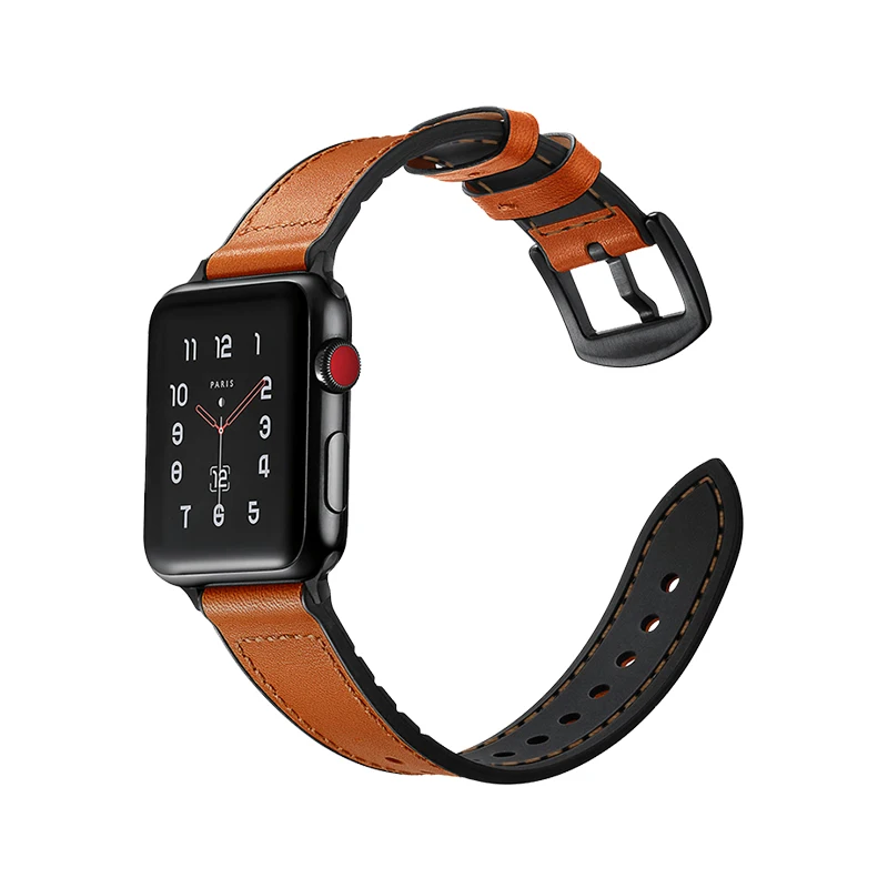 Обертка из натуральной кожи ремешок для Apple Watch 4 40 мм 44 мм мягкий силиконовый Реверсивный браслет нового дизайна 38 42 для Iwatch 3 2
