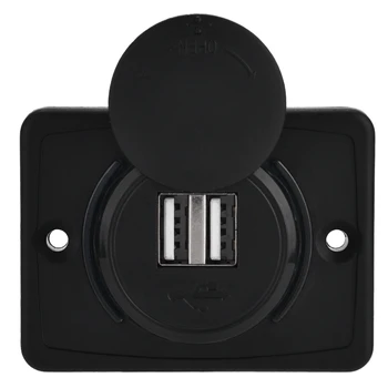 

Waterproof USB Chargers 3.1A Car Dual Black ABS USB Port Charger Socket Outlet 12V LED