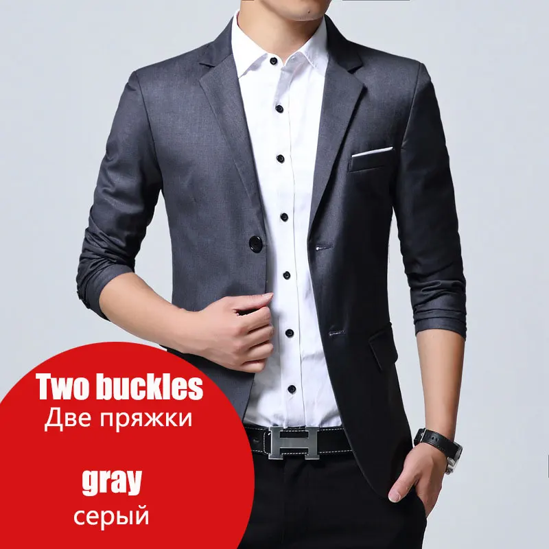 One button grey Мужской блейзер брендовый Роскошный деловой повседневный костюм мужские спортивные пиджаки комплект Формальное свадебное платье красивый дизайн мужской костюм - Цвет: One button grey