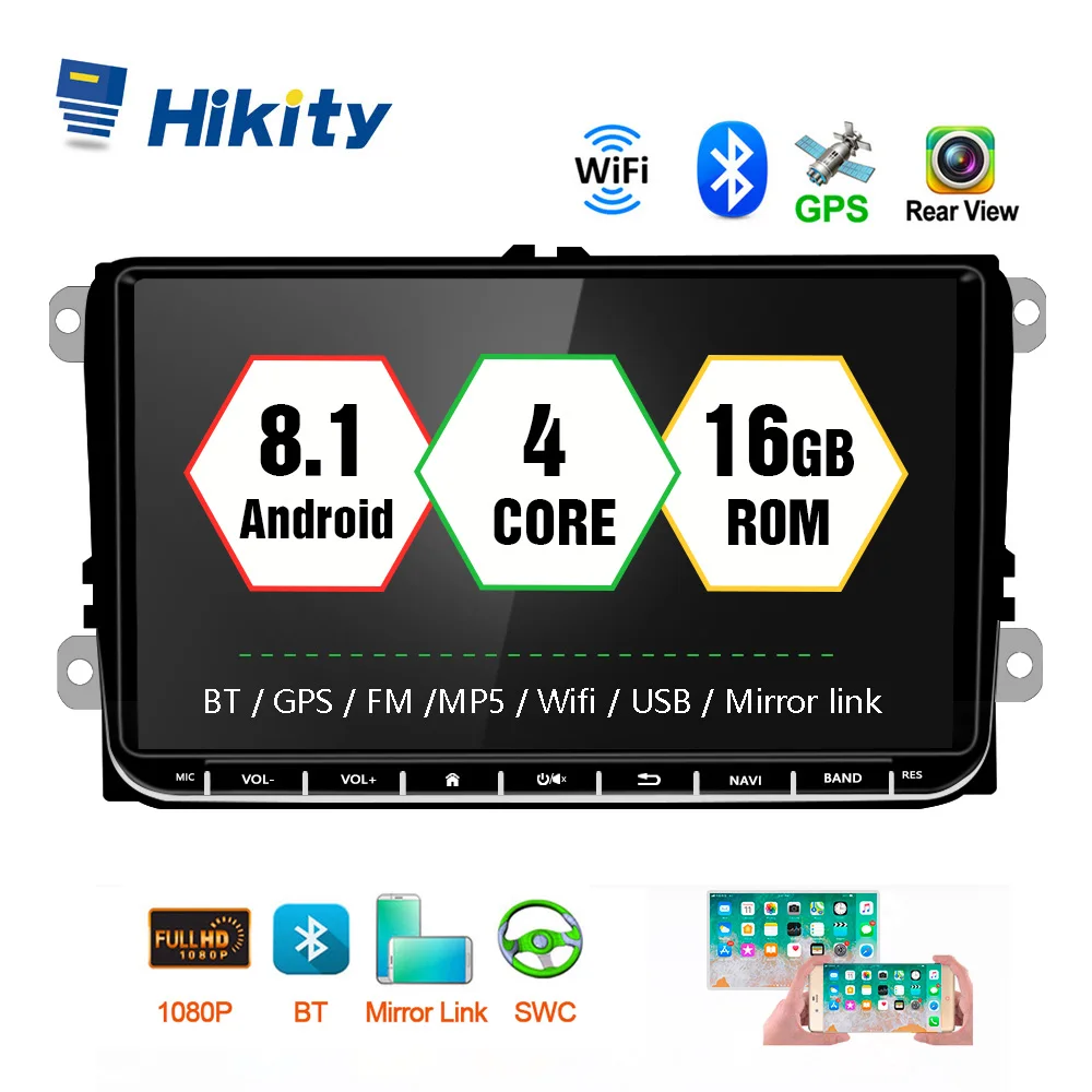 Best Hikity Android 8.1 2Din Car Radio Multi-language Multimedia Player Stereo 9 "With CANBUS Mirror Link Online GPS  Bluetooth 0