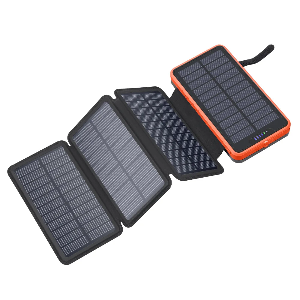 20000mAh Solar Power Bank Portable Solar Charger Foldable Solar Panel Charger Powerbank with LED Flashlight Dual 2.1A USB Output power bank