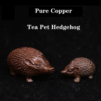 

Antique Solid Pure Copper Tea pet Mother And Son Hedgehog Decoration Animal Sculpture Crafts Tea Table Home Office Decorative
