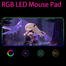 

Genshin Impact RGB LED Gaming Mouse Pad Mousepad Cool Mause Pad Keyboard Desk Carpet Game Rubber No-slip Mouse Mat Gamer 90x30CM