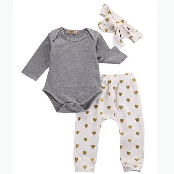 

3pcs/set Baby Girls Cotton Clothes Sets Spring Autumn Tops Shirt Pants Headband Infant Clothes Baby Kids Clothing Set