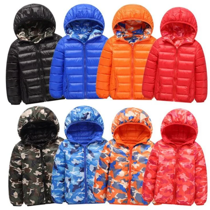 Зимние куртки для девочек с двойными бортами; плотная верхняя одежда с капюшоном для мальчиков; пальто; камуфляжные хлопковые пуховики; теплая детская одежда