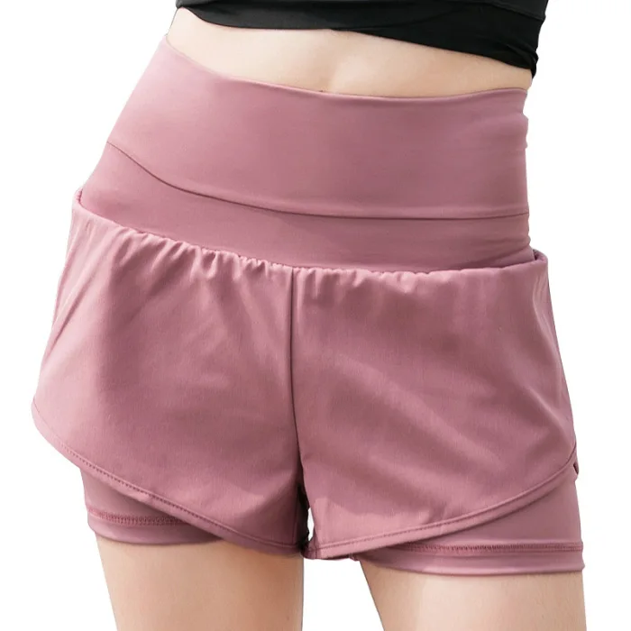 Women Sport Shorts Solid Color Quick Drying High Waist for Summer Yoga Fitness SEC88