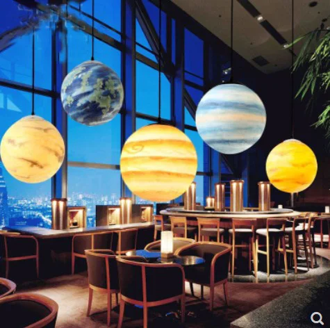 

Nordic Creative Universe Planet Acrylic Pendant Light Moon Sun Earth Mars Uranus Mercury bedroom children room hunging lamp
