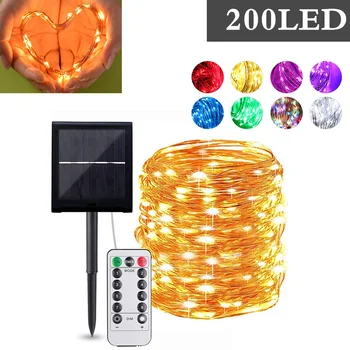 

Dimmable 100/200LEDs Outdoor Solar String Lights Fairy Holiday Christmas Party Garland Solar Garden Waterproof Remote Lamp