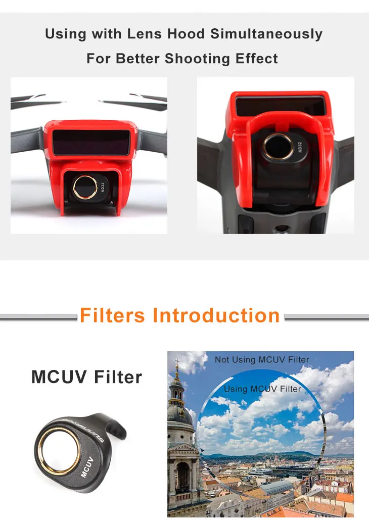 ND4 ND8 ND16 UV CPL фильтр для объектива DJI SPARK Камера Дрон набор УФ-фильтров с нейтральной плотностью Gimbal Камера из алюминиево-магниевого сплава фильтр запасные Запчасти аксессуар