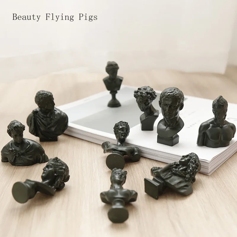 

10Pcs Mini plaster statue decoration classic sketch avatar resin figure exquisite statue pen photo props home decoration gift
