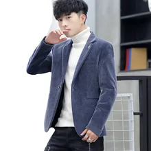 Осенний и зимний Однотонный мужской блейзер, приталенный дизайн, деловой повседневный мужской костюм, модный костюм на одной пуговице, мужские куртки