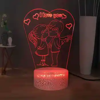 

RGB 7colorful 3D Desk Lamp Cute Cartoon Lover's Kiss Sweet LED Girls Night Light MINI Lamp Romantic Gifts For Girlfriend Wife