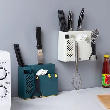 

Wall-Mounted Tube Creative Chopstick Holder Drain Chopstick Household Chopsticks Cage Holder Kitchen Tableware Spoon Storage Box