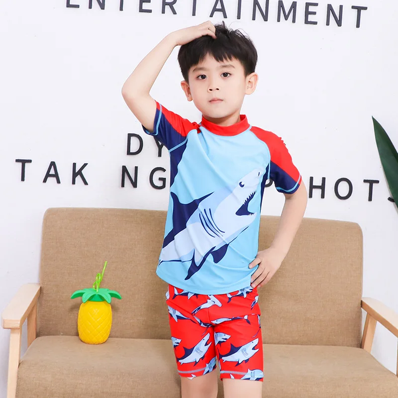 

KID'S Swimwear BOY'S Swimming Trunks Split Type Set Baby Big Virgin Boy Swimwear Boy Cartoon Quick-Dry Tour Bathing Suit