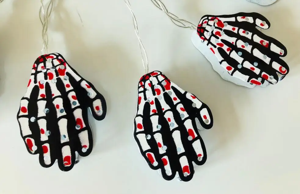 String Lights Battery Operated 10LED 1.65m Ghost Hand Shaped Halloween Decoration For Garden Party Home Yard Patio Tree Holidays