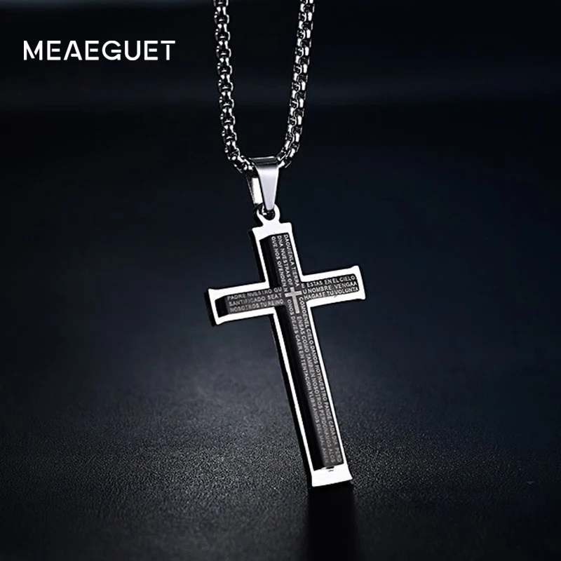 Простое мужское ожерелье с подвеской крестом из нержавеющей стали|necklace jewelry|cross