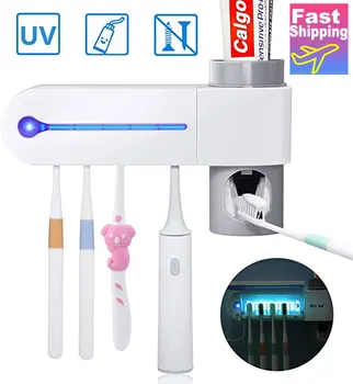 

Antibacteria Dispenser UV Toothbrush Holder Automatic Toothpaste Sterilize Home Cleaner Sterilize Bathroom Accessories Set