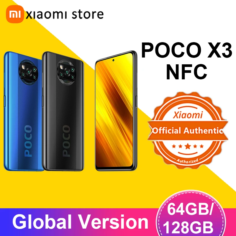POCO-teléfono inteligente X3 NFC, versión Global, 6GB y 128GB, Snapdragon 732G, cámara cuádruple de 64MP, pantalla táctil de 6,67 pulgadas, 5160mAh, nuevo