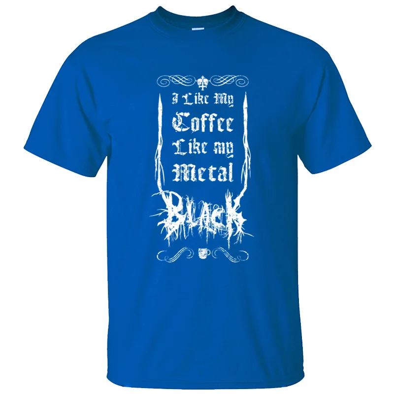 Смешная черная футболка с надписью «I Like My coffee Like My Metal» хлопок, размер S-5xl, семейная Мужская футболка унисекс, Забавные футболки