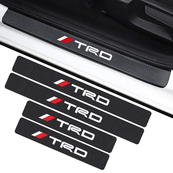 

4PCS Car Styling TRD Emblem Carbon Fiber Door Sill Protector Stickers For Toyota C-HR RAV4 Yaris 4WD TRD Camry Land Cruiser etc